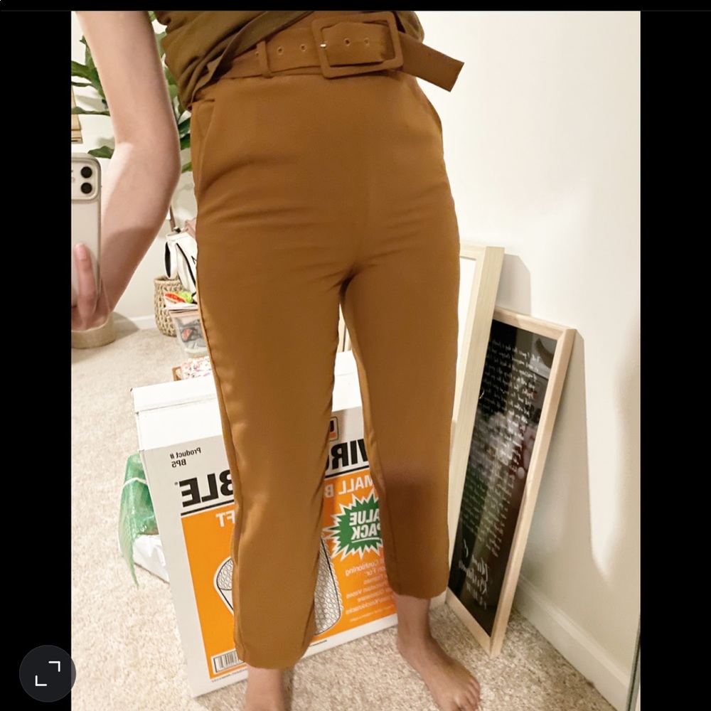 Elodie high rise crop brown belted pants S